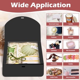 10 Present Gift Boxes, Rectangle Paper Gift Box with Lid & Bow Ribbon, Paper Presentation Boxes for Parties, Christmas, Birthday, Wedding, Packing Dress, Gloves, Scarf, Book (Black (24x24x6CM))