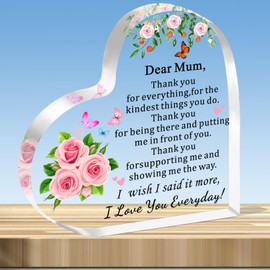 JMIMO Mum Gifts Acrylic Plaque Thank You Mum Gifts from Daughter Son Christmas Birthday Gifts for Mum Mummy Dear Mum Present