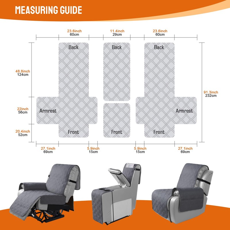 VANSOFY Loveseat Recliner Cover with Console 100% Waterproof Sofa Slipcovers