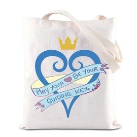 TSOTMO Kingdom Gamer Gift Guiding Key Wayfinders Reusable Shopping Bag Video Game Inspired Gift Heart Crown Shoulder Bag, 1, carry bag