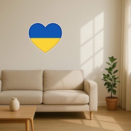 Azeeda 'Ukraine Flag Love Heart' White Premium Vinyl Decal Sticker – Waterproof, Durable & Easy to Apply - Ideal for Car Bumpers, Windows, Bins and More (DW00162427)