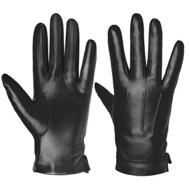 Harssidanzar Men's Leather Gloves Cashmere Lined Warm Touchscreen Gloves SM052EU, Black (touchscreen)