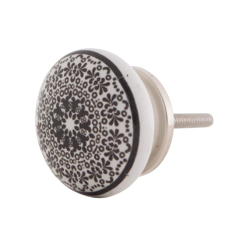 Knober Set of 10 Ceramic Furniture Knobs Mandala Energy Shabby-Chic