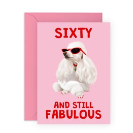 Central 23 60th Birthday Card For Women - Sixty And Still Fabulous Dog - Wife Mum - Sister - Happy Sixtieth Birthday Greeting Card Female Friends - Comes With Fun Stickers