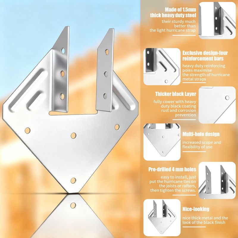 Hurricane Ties for Rafter 24 Pack 16-Gauge Hurricane Straps Brackets