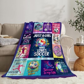 Soccer Blanket Gifts for Girls Women Soft Warm Plush Soccer Sports Throw Blanket Flannel Fleece Fuzzy Soccer Sport Blanket for Kids Lovers Bed Couch Living Room Decor 50"X40"