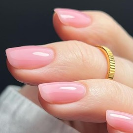 Vishine Milky Pink Gel Nail Polish - Nude Jelly Translucent Natural Soak Off UV for French Manicure at Home - 8 ml Colour E021