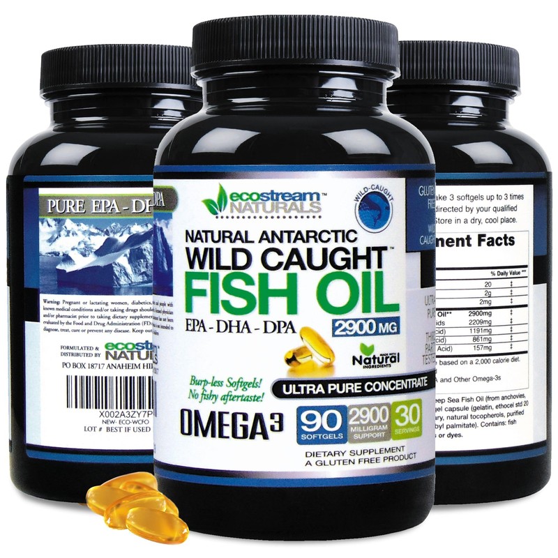 ecostream Naturals Wild Caught Omega 3 Fish Oil DPA-EPA-DHA Supplement