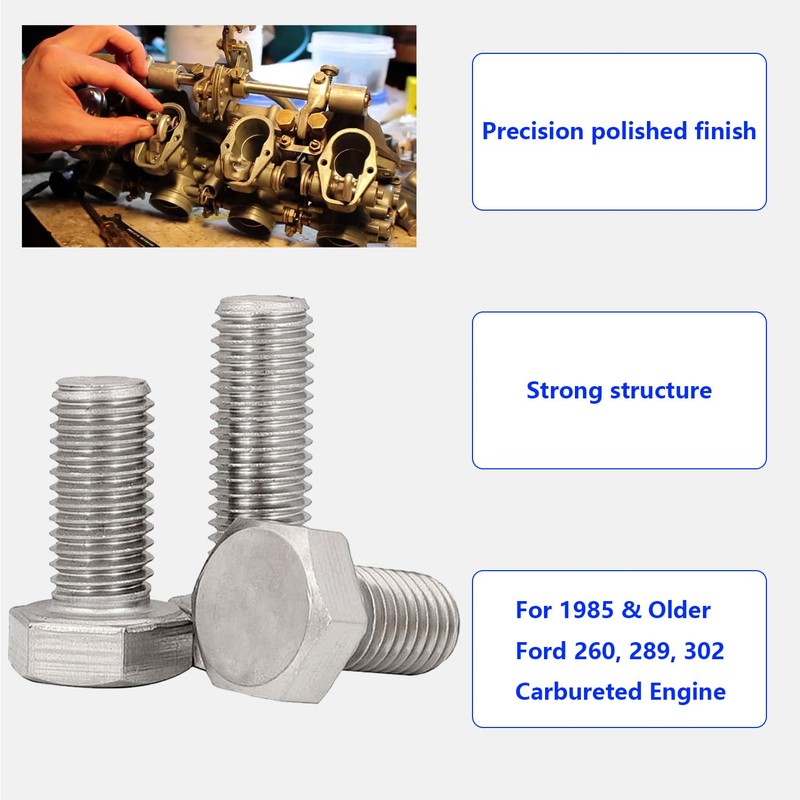 BIGLKNM Stainless Steel Small Block Engine Hex Bolt Kit Fit