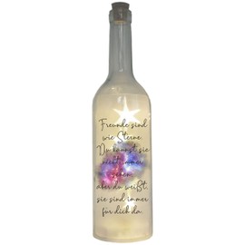 WB wohn trends LED bottle foil motif, friends are like stars, 29 cm, bottle light lamp with text saying