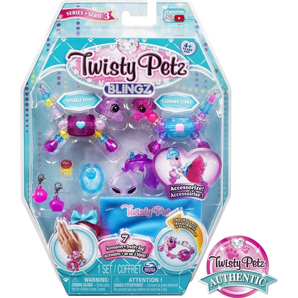 Twisty Petz, Series 3 Blingz, Pony and Zebra Customizable Bracelet Set for Kids Aged 4 and Up