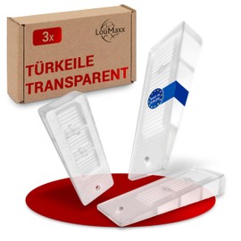 LouMaxx Door Wedge - Set of 3 Door Stopper Floor, Transparent - Non-Slip Rubber Door Wedge - High-Quality Door Stopper Wedge - Perfect for All Floors - Odourless Door Wedges Door Stopper Rubber