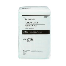 Cardinal Health Underpads Wings Plus 30" x 30" CA of 100