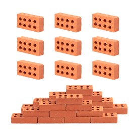 Bojueshaw 50 Pcs Miniature Bricks,Realistic Terracotta Clay Bricks,8 Holes Red Wall Bricks for Dollhouse,Garden Landscaping & Model Making
