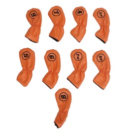 9pcs Golf Club Cover PU Leather Stylish Portable Golf Head Cover for Iron Drive Clubs Orange