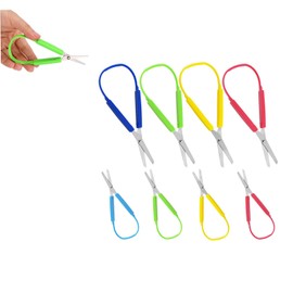 Vokowin 8 Pcs Loop Scissors, Mini Loop Scissors 5.5" and 8" Self-Opening Adaptive Grip Scissors for Easy-Open Squeeze Handle Kids, Adults, Schools Handmade and Art Teaching (Random Color)(K153-8)