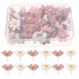 Luxshiny 50 Chinchetas De Flores Decorativas para TablóN De Anuncios Alfileres para El Pulgar con Forma Floral para Oficina Y Hogar Accesorios De Escritorio para OrganizacióN Y Manualidades
