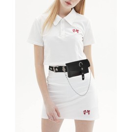 BEMYLV Punk Belt Bag Gothic Fanny Packs for Women Travel Black Leather Waist Purse Girls Party Cosplay