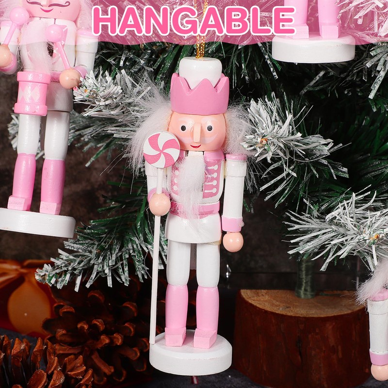 VALICLUD 5pcs Christmas Nutcracker Ornaments Mini Nutcracker Soldier Figures Wooden