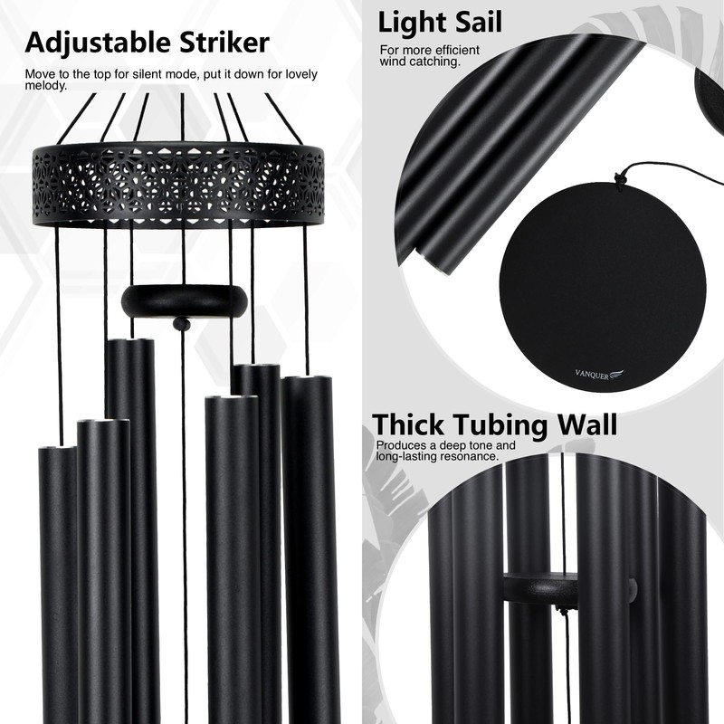 Vanquer Large Wind Chimes for Outside Deep Tone - 48''