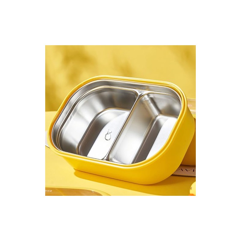 Stainless Steel Box,Reusable Metal Lunch Box with 2 Compartments for