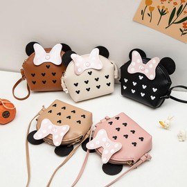 WISHOW Shoulder Bag, Mini Bag, Small, Girls, Elementary School Students, Stylish, Ribbon, Bowknot, Cute, Cross-body, Handraised, Kids, Kids, Everyday, Popular, white