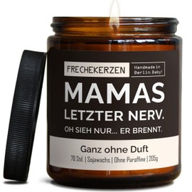 Lustige Duftkerze mit Spruch für Mama | Handgemacht aus Sojawachs | In Geschenkbox | Nachhaltiges Valentinsgeschenk | Geschenkidee Geburtstag Mutter, Beste Mama zum Muttertag |Ohne Duft
