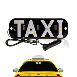 YSY Taxi Light, Taxi LED Sign Decor, Taxi LED Light Logo, Flashing Hook on Car Window with DC12V Car Charger Inverter for Driver (White)