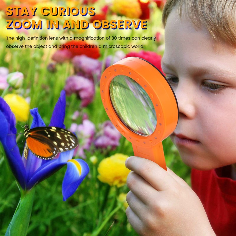 AIXPI Magnifying Glass with Light, 30X Handheld Large Magnifying Glass