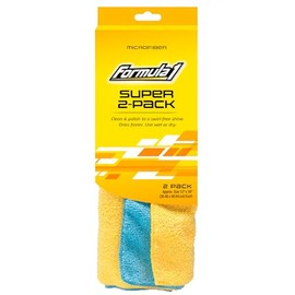 Formula 1 Super 2-Pack Microfiber Towels for Auto Detailing, Cleaning & Polishing Cloths for Streak-Free Shine