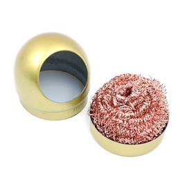 Hsthe Sea Soldering Tip Cleaner, Metal Brass Sponge with Holder, Soldering Tip Cleaning Wire, Holder kit Made of Loosely Coiled Brass Tip Cleaner, Golden
