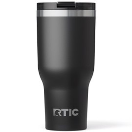 RTIC 40oz Essential Tumbler with Lid, Insulated, Stainless Steel, Metal, Double Wall Vacuum-Insulation, Ceramic Lined, Travel Cup for Iced Coffee, Tea, Hot and Cold Drink, Black