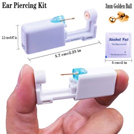 4 Pcs Ear Piercing Kit- Self Ear Piercing Gun Disposable Sterile Ear Piercing Kit Painless Ear Piercing Gun Tool (3mm Golden ball)