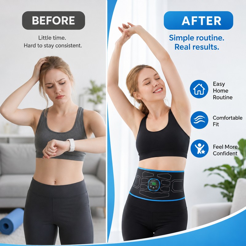 EMS Abdominal Muscle Stimulator Belt for Adult Fitness – Portable