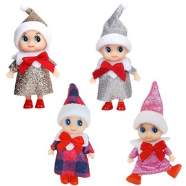 YUNHENTONG Christmas Elf 4 Pieces, Christmas Gnome Figures, Elf Doll, Gnome Doll, Mini Christmas Elves, Small for Children, Adults, Christmas Toy Decorations