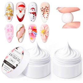 Makartt 3D Gel Nail Art: 4-in-1 Solid Builder Nail Gel White Non-sticky Hands for Extension, 15ML UV Glue for Acrylic Tips, 3D Nails Gels Sculpture Gels for Nails Art Salon Home DIY 2PCS 15ml