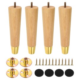 uxcell 8 Inch Wood Furniture Legs, Set of 4 Round Sofa Replacement Wooden Furniture Feet Dresser Legs with Mounting Screws, for Cabinets Couch Dresser Chair Ottoman Table, Yellow