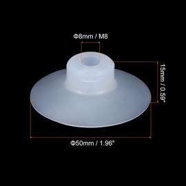 uxcell Bellows Suction Cup 50mm Diameter x M8 Joint Silicone Pneumatic Vacuum Suction Cups 6pcs