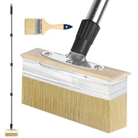Deck Stain Brush with Long Handle, 60" Extension Pole Deck Stain Applicator, 7" Wide Deck Paint Brush and 3" Paint Brushes Set for Painting Wood Deck, Masonry, Fence, Wall and Furniture