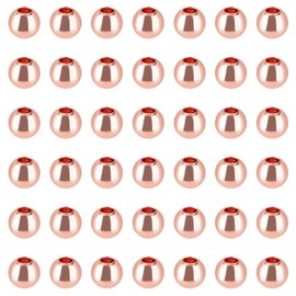 PH PandaHall 50 Pcs 4mm Rack Vacuum Plating Brass Round Bead Spacers for Bracelet Necklace Jewelry DIY Craft Making, Rose Gold