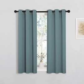 NICETOWN Modern Blackout Curtains Noise Reducing, Thermal Insulated and Privacy Room Darkening Drape Panels for Boy's Guest Room Door Small Short Window (Greyish Blue, 2 Panels, W29 x L45 -Inch)