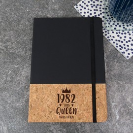 eBuyGB 1983 Cork Notebook Engraved This Queen Was Born 30th Birthday Gift 30th Birthday Gift for Mum, Sister, Aunt, Friend, Natural, Eco-Friendly, A5