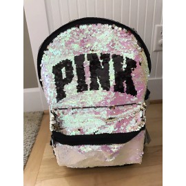 Victoria's Secret Victoria’s Secret Pink Bling Campus Backpack Sequin Silver Gold Iridescent NWT