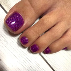 Glitter Purple Press on Toenails Short,SXVME Square Fake Toe Nails Reusable Short Toenails Press ons, Summer Toe Nails Acrylic False Toenails,Full Cover Glue on Toe Nails for Women in 24PCS