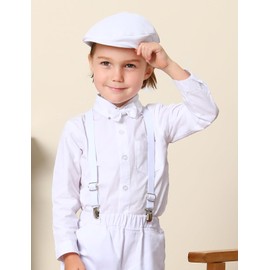 A&J DESIGN Baptism Hat for Baby Boy Christening Flat Scally Irish Pageboy Cap with Bow Tie Set White 6-12 Months