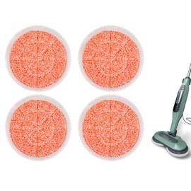 Sgizoku S6002UK Steam Mop Pads Compatible with Shark Steam Mop Cover Replacement,Heavy Scrub Pad,4Pack Reusable Steam & Scrub Cleaning Pads,Super Friction Orange Velvet+ Nylon Yarn Pads