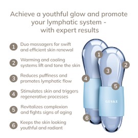 GESKE SmartAppGuided™ Cool & Warm Duo Eye Massager | 7 in 1 | Time-saving Dual Massager | For Eyes & Face | Battery-free Cooling & Warming | Firms, Relaxes & De-Puffs Skin