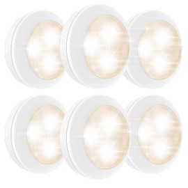 LUXSWAY Under-Counter Light with Battery Operated,Set of 6 Dimmable Cabinet Lighting,Stick On Ceiling Light for Closet,Stairs,Shelf,Kitchen
