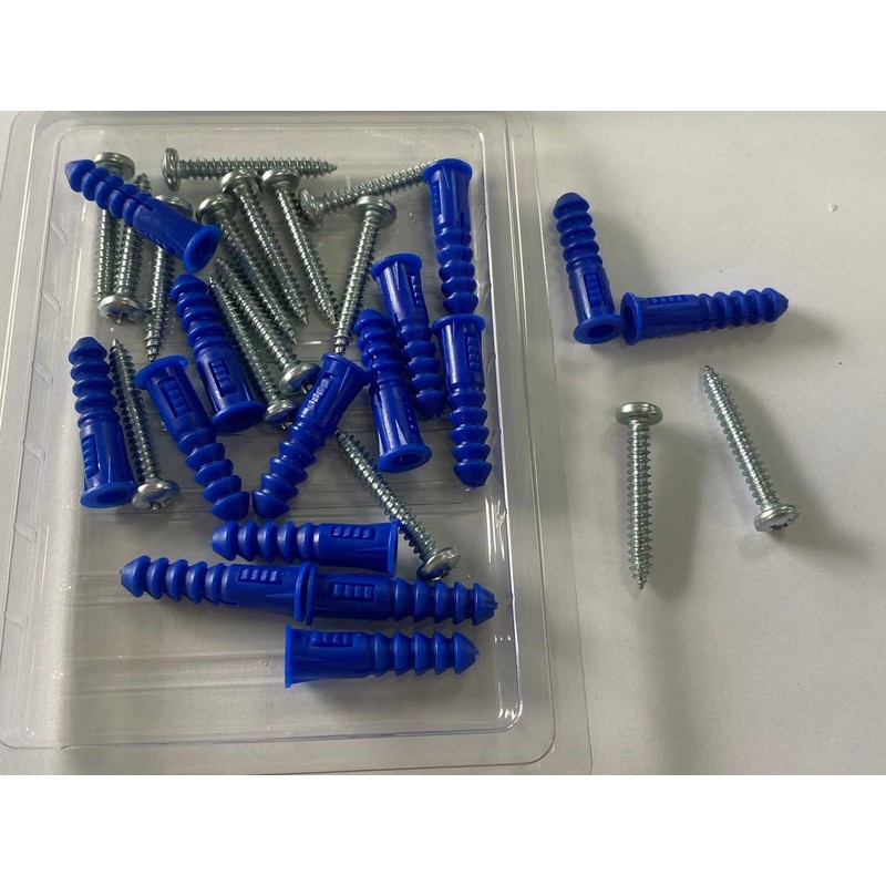 HLAFIX Fastener Blue Super Plug with Screw, 15sets, 8#x1-1/4
