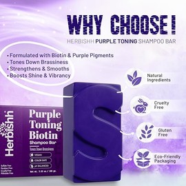 Herbishh Barra de champú o de acondicionador para cabello rubio con biotina, barra sólida para neutralizar los tonos cobrizos, fortalecer y agregar br